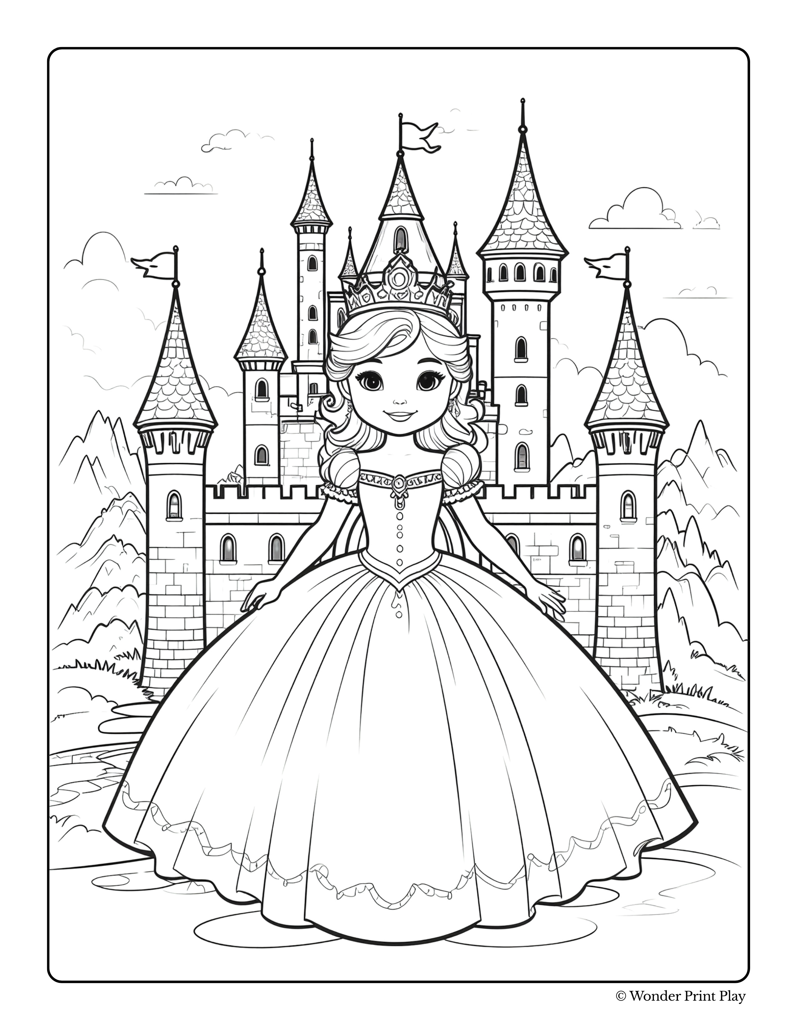 Princess Adventures - Printable Coloring Book