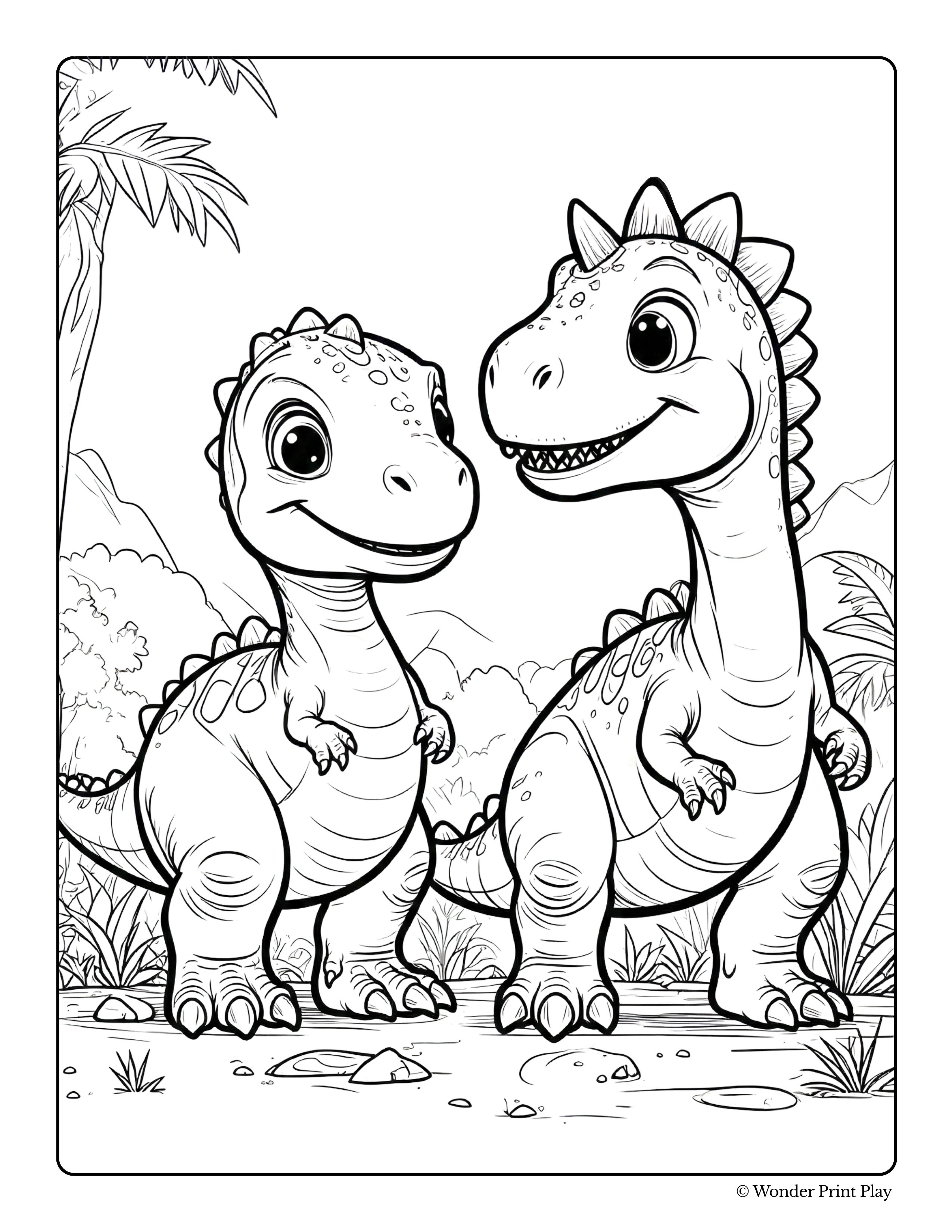 Dinosaur Adventures - Printable Coloring Book